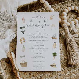 Invitación Verano Neutral Bachelorette Fin de Semana Itinerar