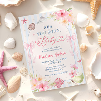 Invitación Verano Océano Mar te veo pronto Caracola Baby Show