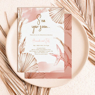 Invitación Verano Océano Mar Te Veré Pronto Rosa Baby Shower