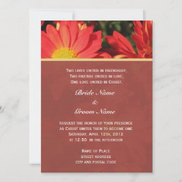 Invitación Verano, otoño naranja flor de margarita boda crist
