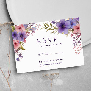 Invitación Verano primavera lavanda rosa floral RSVP