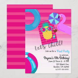 Invitación Verano relajante de piña Fiesta de cumpleaños en l