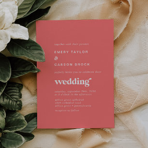 Invitación Verano retro Boda rosado caliente