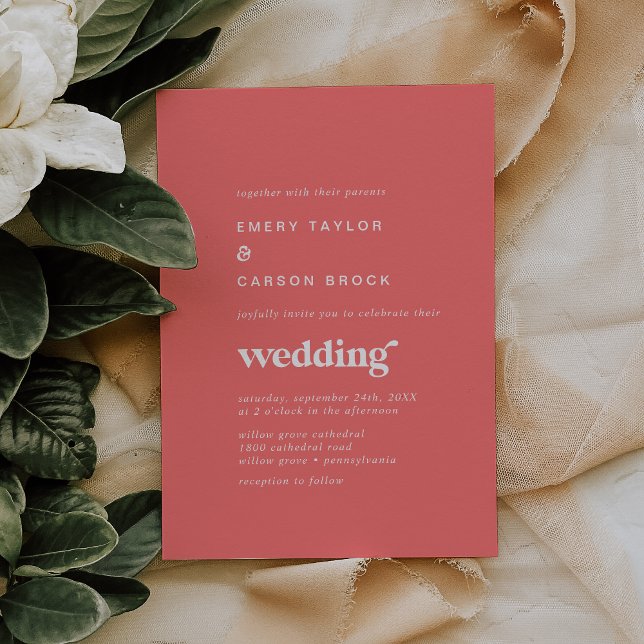 Invitación Verano retro | Boda rosado caliente (Subido por el creador)