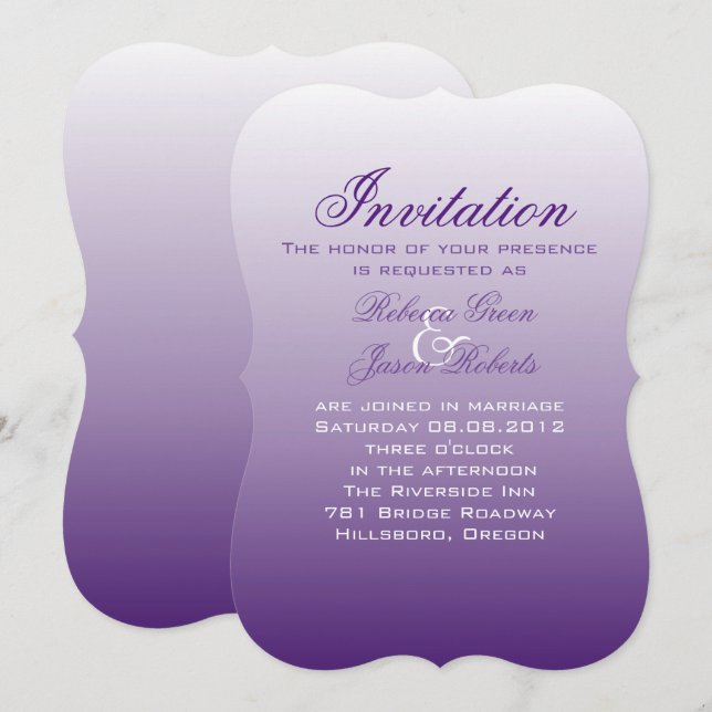 Invitación verano romántico moderno lilac boda púrpura oscuro (Anverso / Reverso)