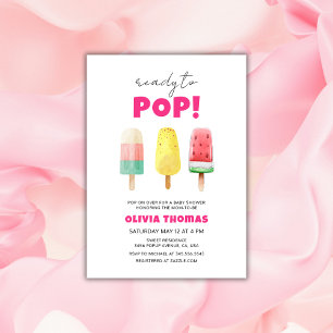 Invitación Verano Rosa Listo Para Pop Ice Cream Baby Shower