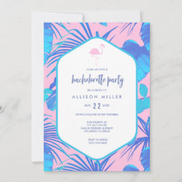 Invitación Verano rosa Tropical Flamingo Bachelorette