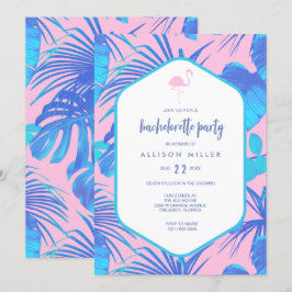 Invitación Verano rosa Tropical Flamingo Bachelorette