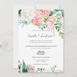 Invitación Verano ruboroso | Boda floral acuarela