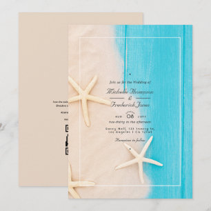 Invitación Verano Rústico Código QR RSVP Boda de playa