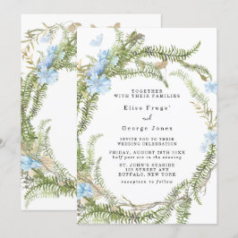 Invitación Verano Rústico Fern Wreath mariposa Boda Invita