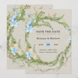 Invitación Verano Rústico Fern Wreath Wedding Save The Date