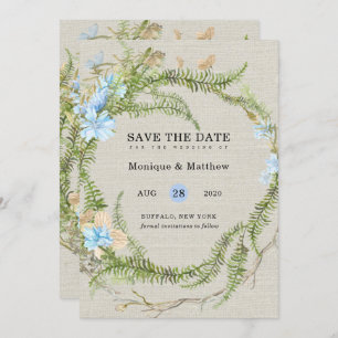 Invitación Verano Rústico Fern Wreath Wedding Save The Date