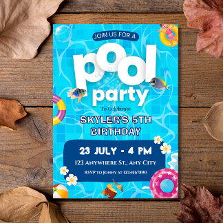 Invitación Verano Splash Niños Fiesta de piscina
