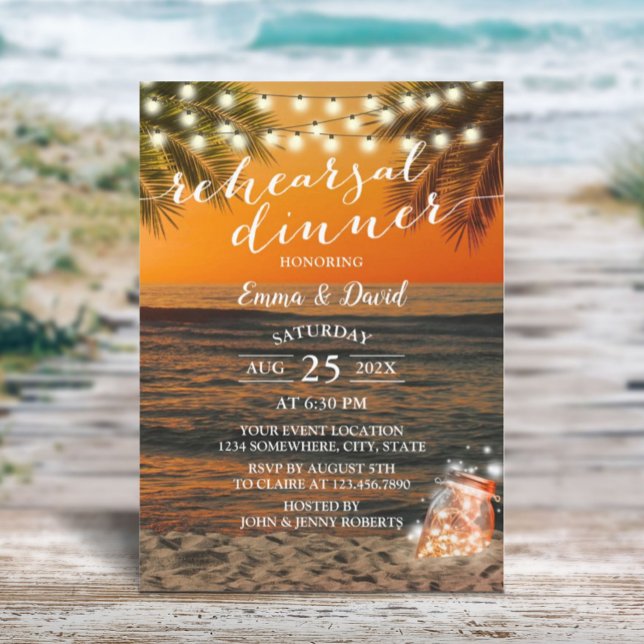 Invitación Verano Sunset Beach Boda Ensayo Cena (Subido por el creador)