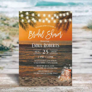 Invitación Verano Sunset Beach Mason Jar Bridal Shower