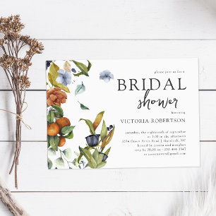Invitación Verano tardío Citrus Floral Botanical Bridal Showe