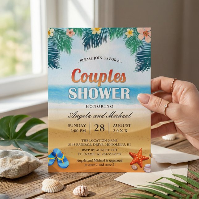 Invitación Verano Tropical Beach Parejas Boda Ducha (Subido por el creador)