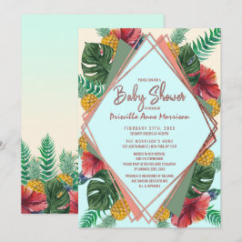 Invitación Verano Tropical de hoja de piña Floral Baby Shower