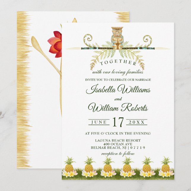 Invitación Verano tropical elegante que casa Invitvitation (Anverso / Reverso)