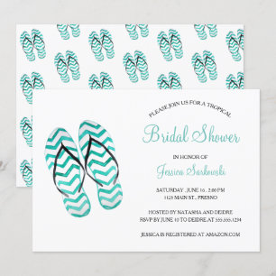 Invitación Verano tropical Flip Flops Bridal Shower