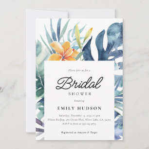 Invitación Verano tropical floral acuática ducha de novia