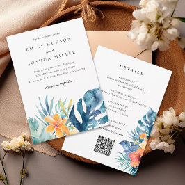 Invitación Verano tropical floral todo en un Boda