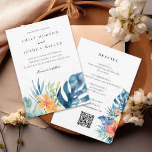 Invitación Verano tropical floral todo en un Boda