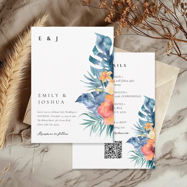 Invitación Verano tropical floral todo en un Boda (Subido por el creador)