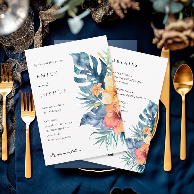 Invitación Verano tropical floral todo en un Boda (Subido por el creador)