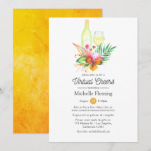 Verano tropical Floral Vino virtual Ducha de novia