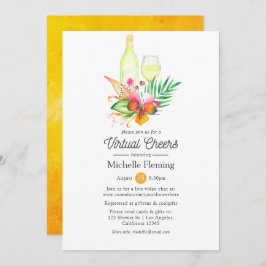Invitación Verano tropical Floral Vino virtual Ducha de novia