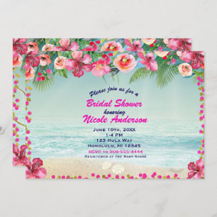 Invitación Verano tropical Luau del hibisco de la playa del