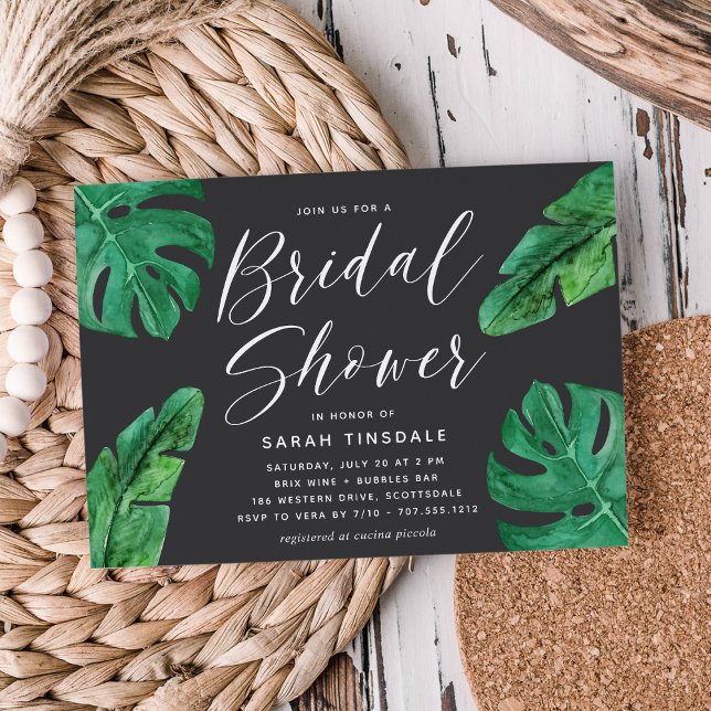 Invitación Verano tropical Monstera deja ducha de novia (Subido por el creador)