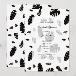 Invitación Verano tropical negro y blanco deja ducha de novia