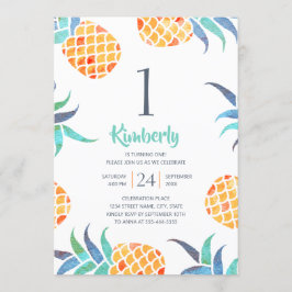 Invitación Verano Tropical Pineapple Beach Primer Fiesta de c