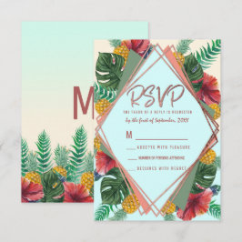 Invitación Verano Tropical Pineapple deja Floral RSVP
