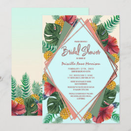 Invitación Verano Tropical Pineapple Floral Brillante