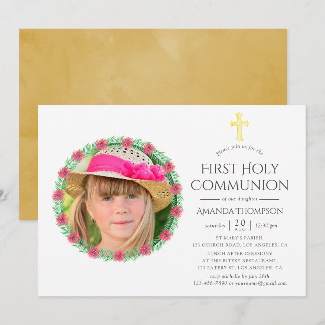 Invitación Verano Tropical Primera Comunión (Anverso / Reverso)