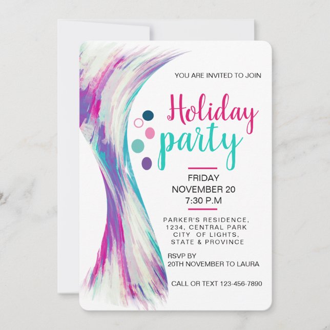 Invitación Verano vacaciones de verano salpicadura de color a (Anverso)
