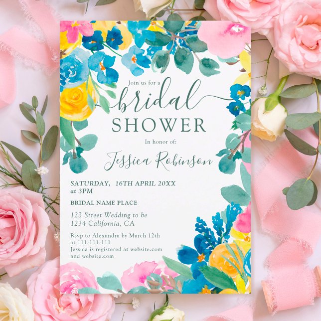 Invitación Verano verde ruidoso floral foto ducha de novia (Subido por el creador)