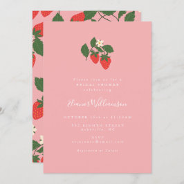 Invitación Verano Vintage Pink Strawberry Boho Bridal Shower