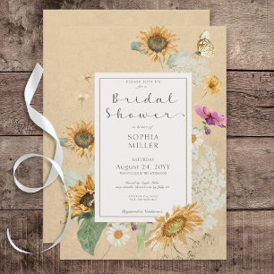 Invitación Verano vintage Sunflower Amarillo Bridal Shower