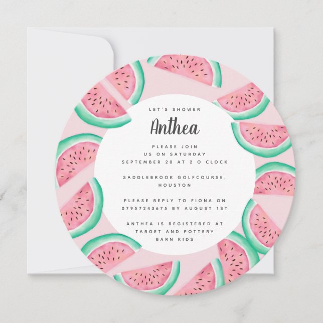 INVITACIÓN VERANO WATERMELON BABY SHOWER INVITE (Anverso)