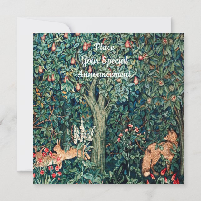Invitación VERDAD, ANIMALES FORESTALES Hares, Fox, Floral Ver (Reverso)