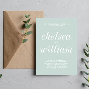 Invitación Verdadera Boda Minimalista de vidrio marino