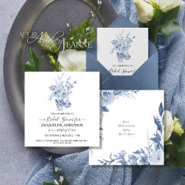 Invitación Verdadera Chinoiserie Floral Blue Bridal Shower