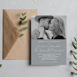 Invitación Verdadera sencillez 3 Boda de fotografía gris de p