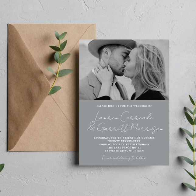 Invitación Verdadera sencillez 3 Boda de fotografía gris de p (Subido por el creador)