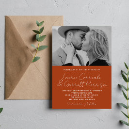Invitación Verdadera sencillez 3 Boda de fotografía Naranja d